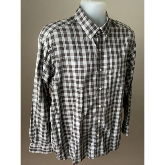 Cremeux Collection Plaid Button Down Shirt Long Sleeve Cotton Brown Gray Mens XL - Picture 7 of 7